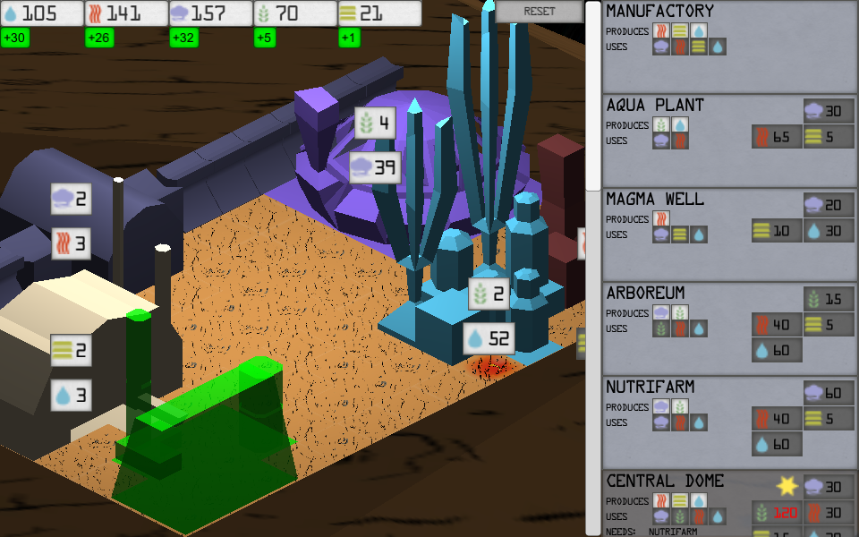 Demonstration of placing one of the prototype's colourful, placeholder buildings in an isometric plane.